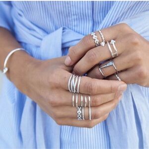 Stella & Dot Silver Pave Arrow Adjustable Wrap Ring